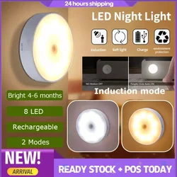 8 Led Night Light Motion Sensor Usb Rechargeable Night Lamp For Kitchen Bedroom Stairs Cabinet Light Wireless Cabinet