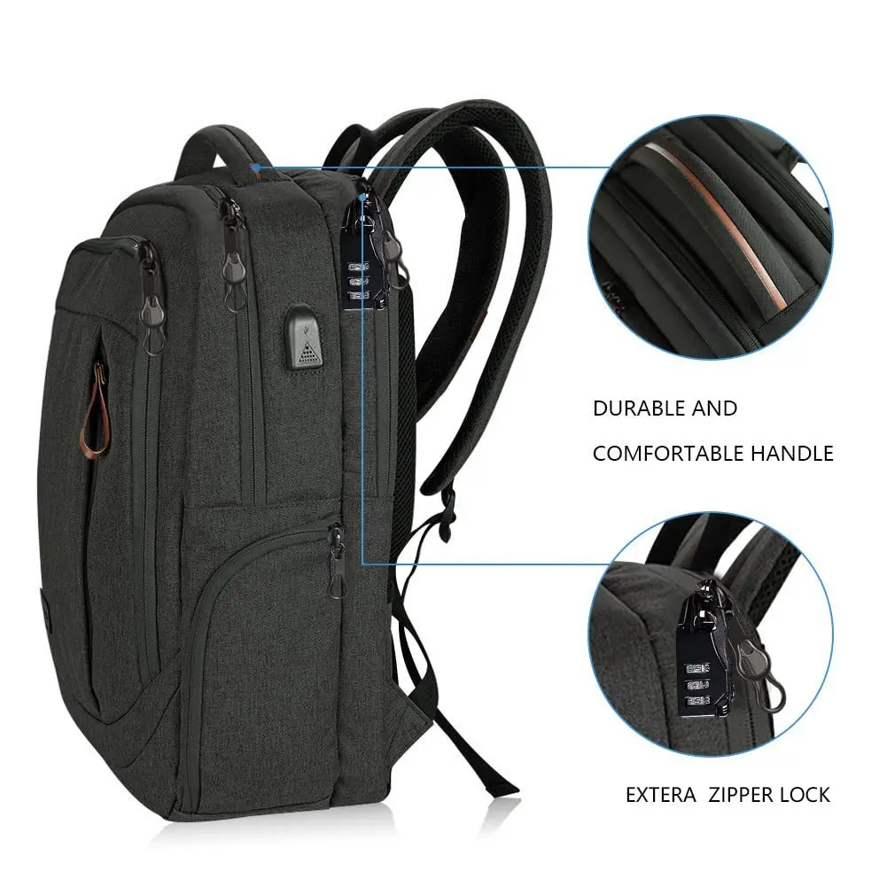 Sac à dos étanche multifonction pour ordinateur portable pour homme, sac de chargement USB pour ordinateur portable, sac de voyage de grande