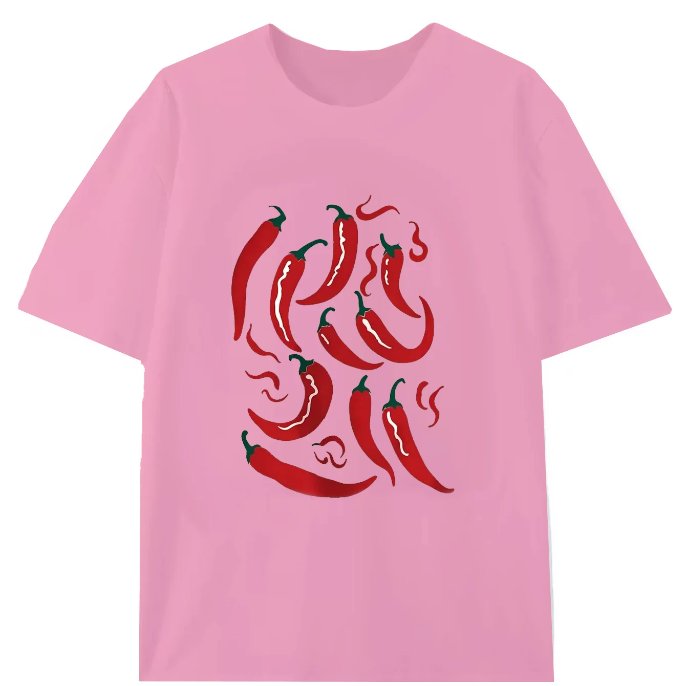 Flat Style Short-Sleeve Round-Neck T-Shirt with Chili Pepper Print Fashion Graphic T Shirts Summer Streetwear Women Clothing Y2K