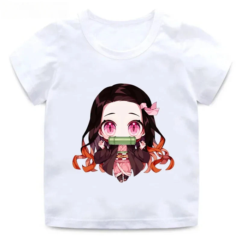 Camisetas con estampado de Demon Slayer para niños, ropa divertida de Anime, Kamado, Nezuko, de verano, gran oferta, 2024