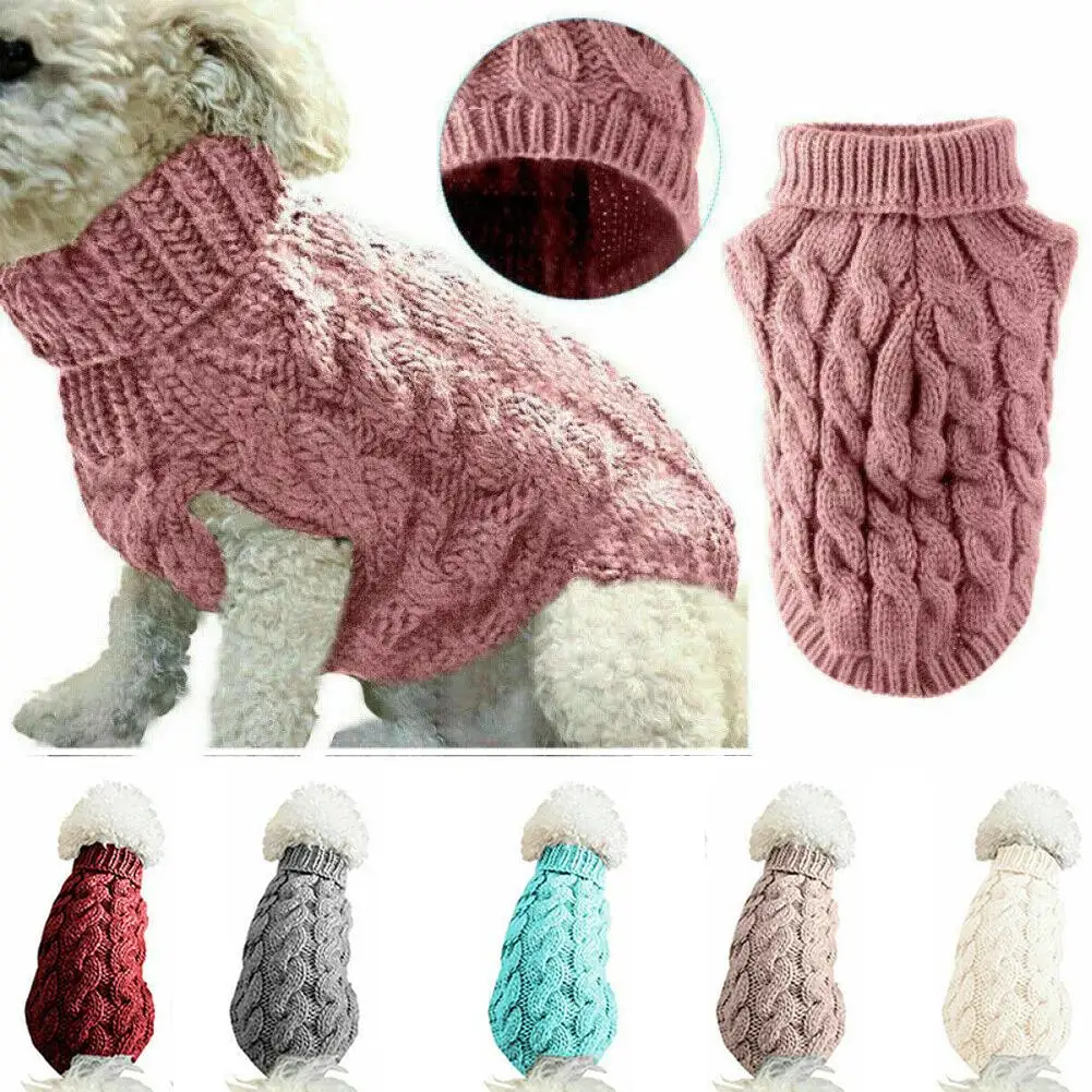 Dog Sweaters for Small Dogs Winter Warm Dog Clothes Turtleneck Knitted Pet Clothing Puppy Cat Sweater Vest Coat B6B9