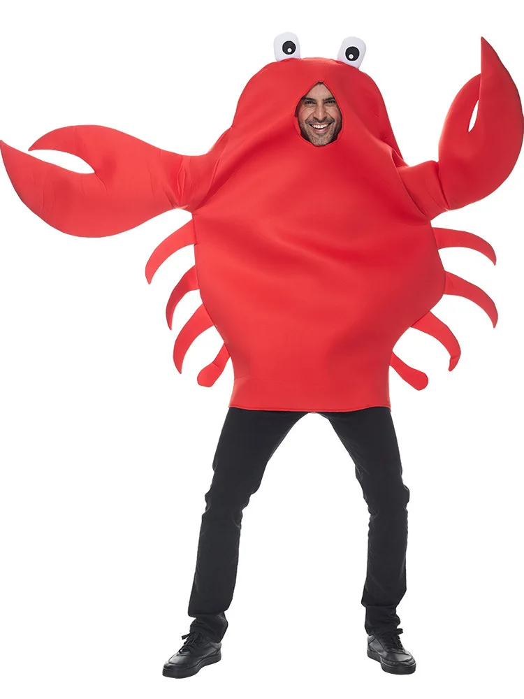 Costume da spettacolo per adulti loween Par Divertente creatura marina Granchio e aragosta Vestito Granchio rosso Aragosta Costume di scena Donna