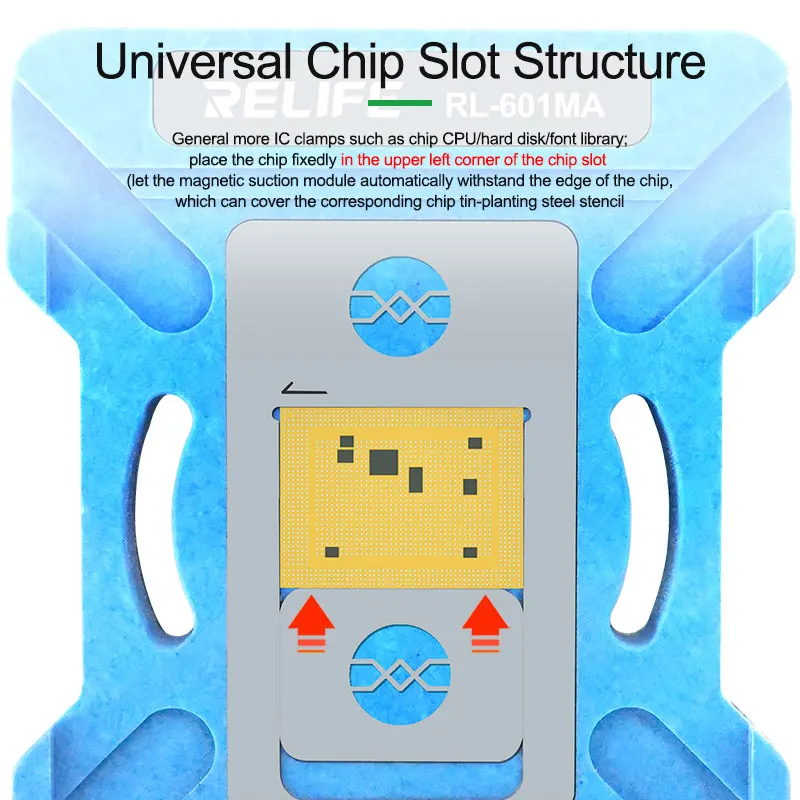 RELIFE RL-601MA 10 in 1 Universal CPU Reballing Stencil Platform For Android iPhone series IC Chip Planting Tin Template Fixture