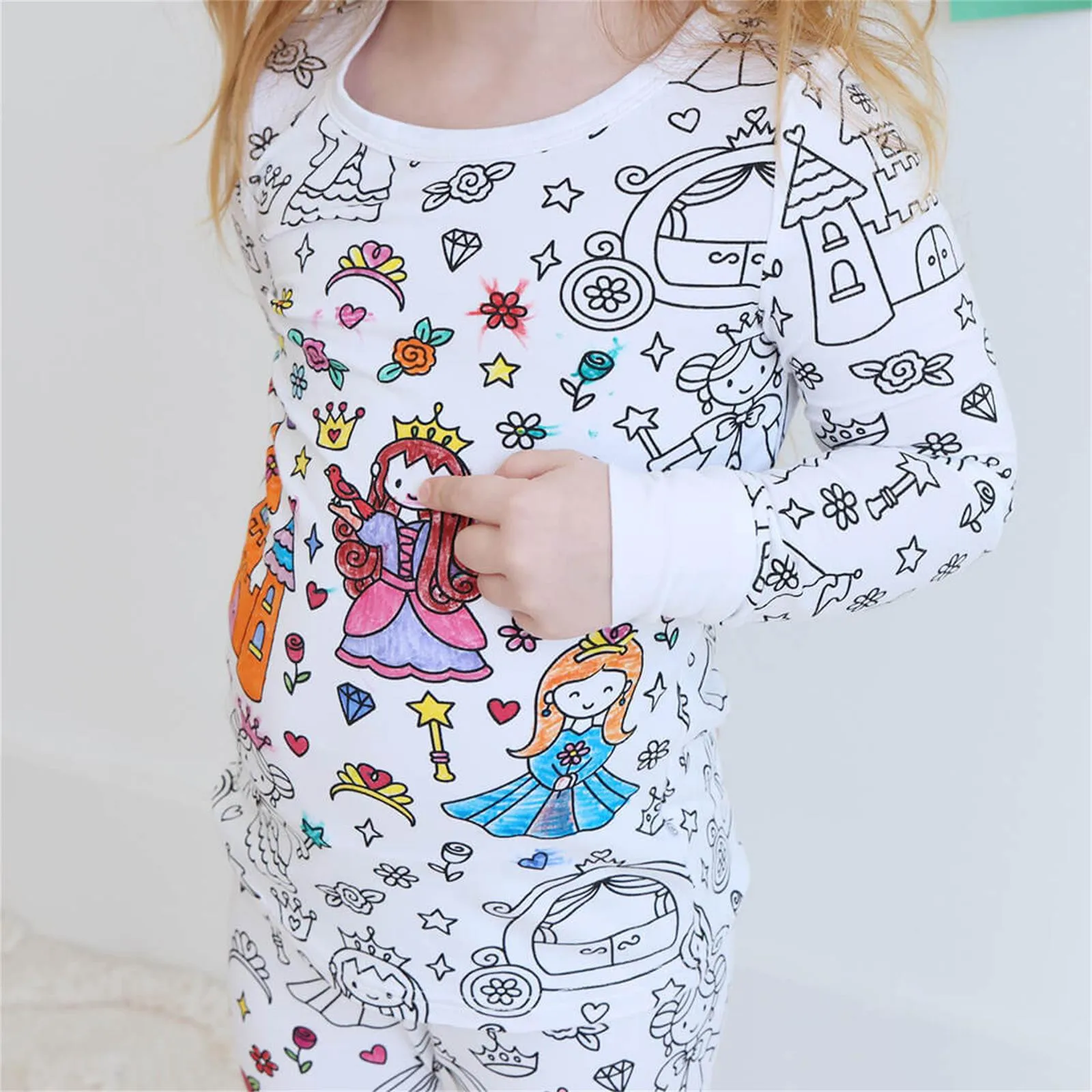 Toddler Girl Winter Clothes Kid DIY Hand Painted Homewear Set Colouring Pajama Sets For Boy And Girl Clothes for Little Girls