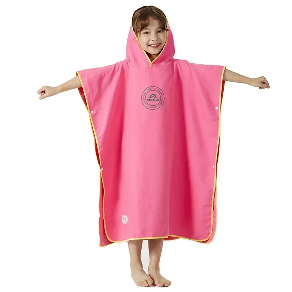 Microfiber Swim Cover-ups for Kids Hooded Bath Beach Poncho Towels Surf Poncho Quick Dry Changing Bathrobe Child Swimming Towels