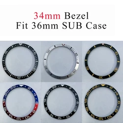 Bisel de cerámica Miuksi de 34mm compatible con SUB reloj de 36mm, accesorios de repuesto, piezas de reloj