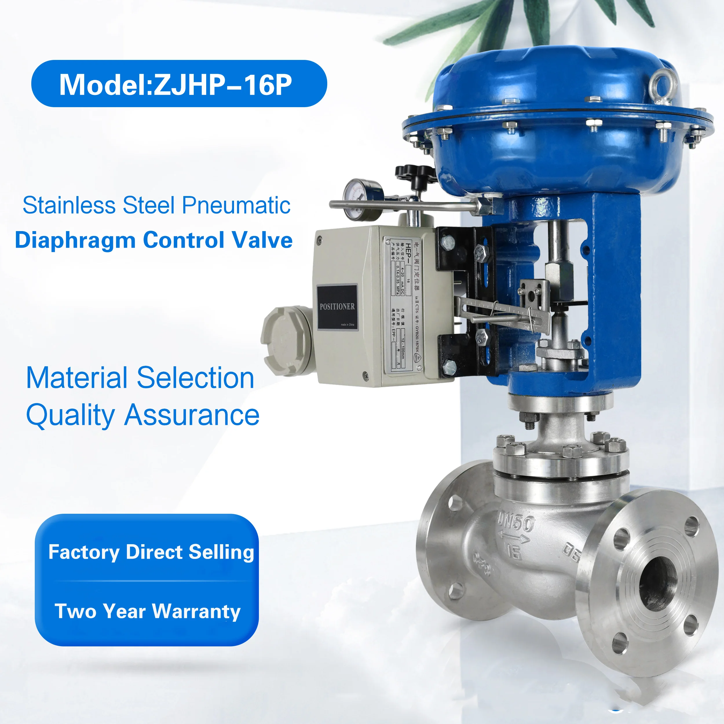 ZJHP-16P Stainless steel pneumatic diaphragm control valve steam heat transfer oil regulating proportional control valve