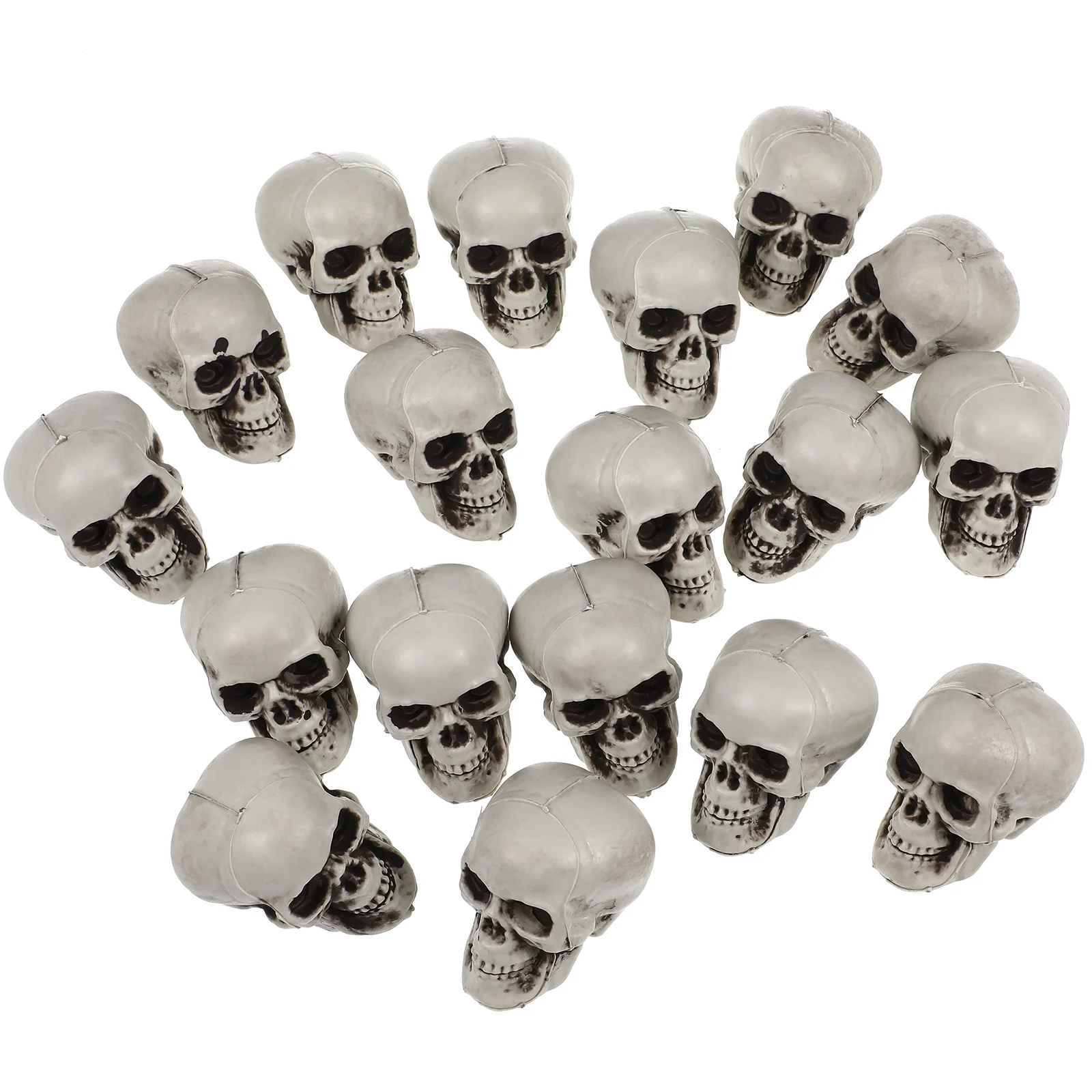 

18pcs Props Mini Plastic Skull Ornaments Heads for Halloween Decoration Prank Realistic Plastic Horror Novelty Toys