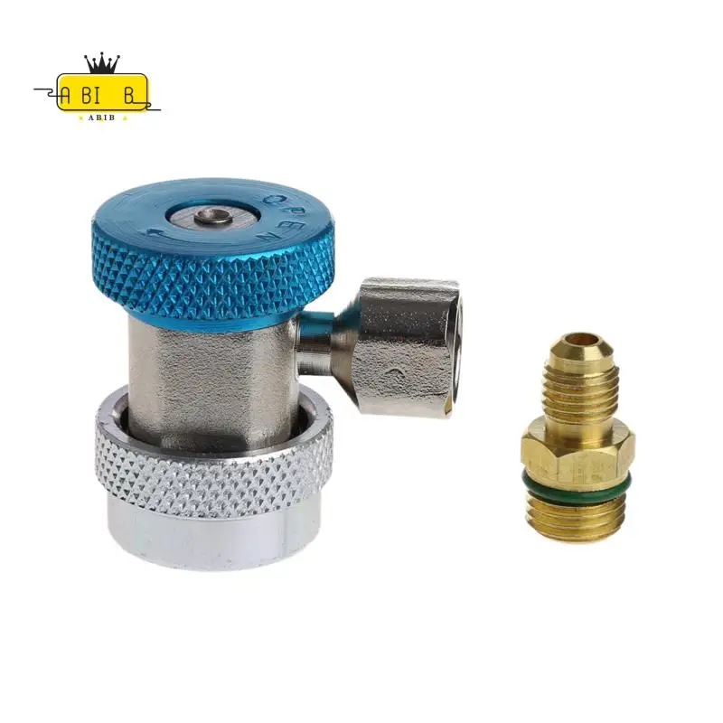 ABIB -2Pcs Car Auto Freon R134A H/L Quick Coupler Adapters Air Conditioning Refrigerant Adjustable A/C Manifold Gauge
