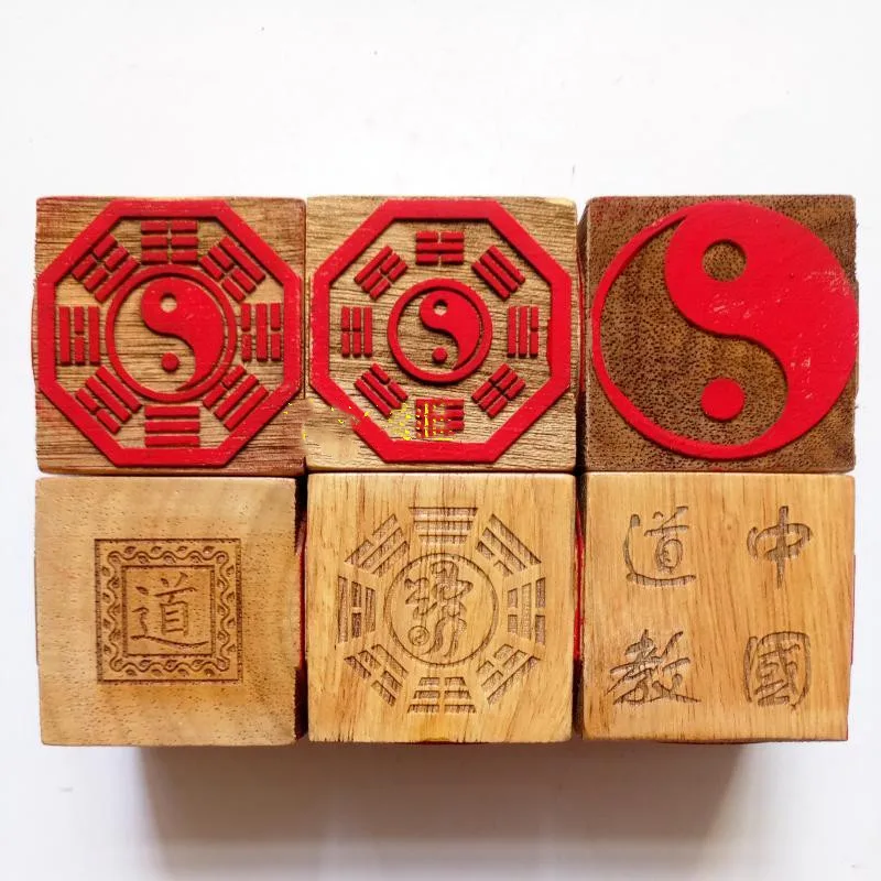 Taoist Peach Wood Supplies Innate And Acquired Gossip India Taiji Six-sided Seal