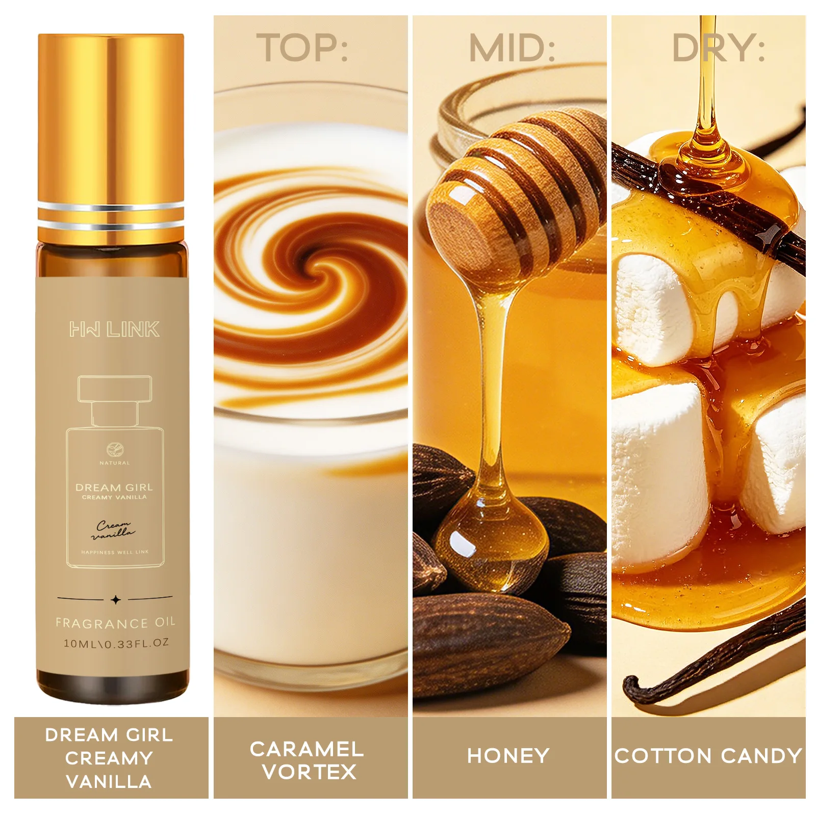 10ml Dream Girl Fragrance Oils Creamy Vanilla Roller Fragrance Oil For Diffuser Long Lasting Scent Candle Making Women Gift