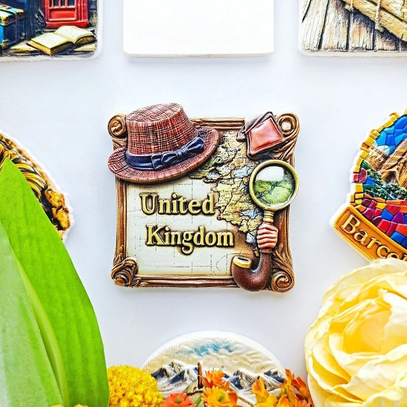 UK Map Fridge Magnet - Adventurous 3D Magnifying Glass Souvenir Unique British Gift for Travel & Study Room Decor