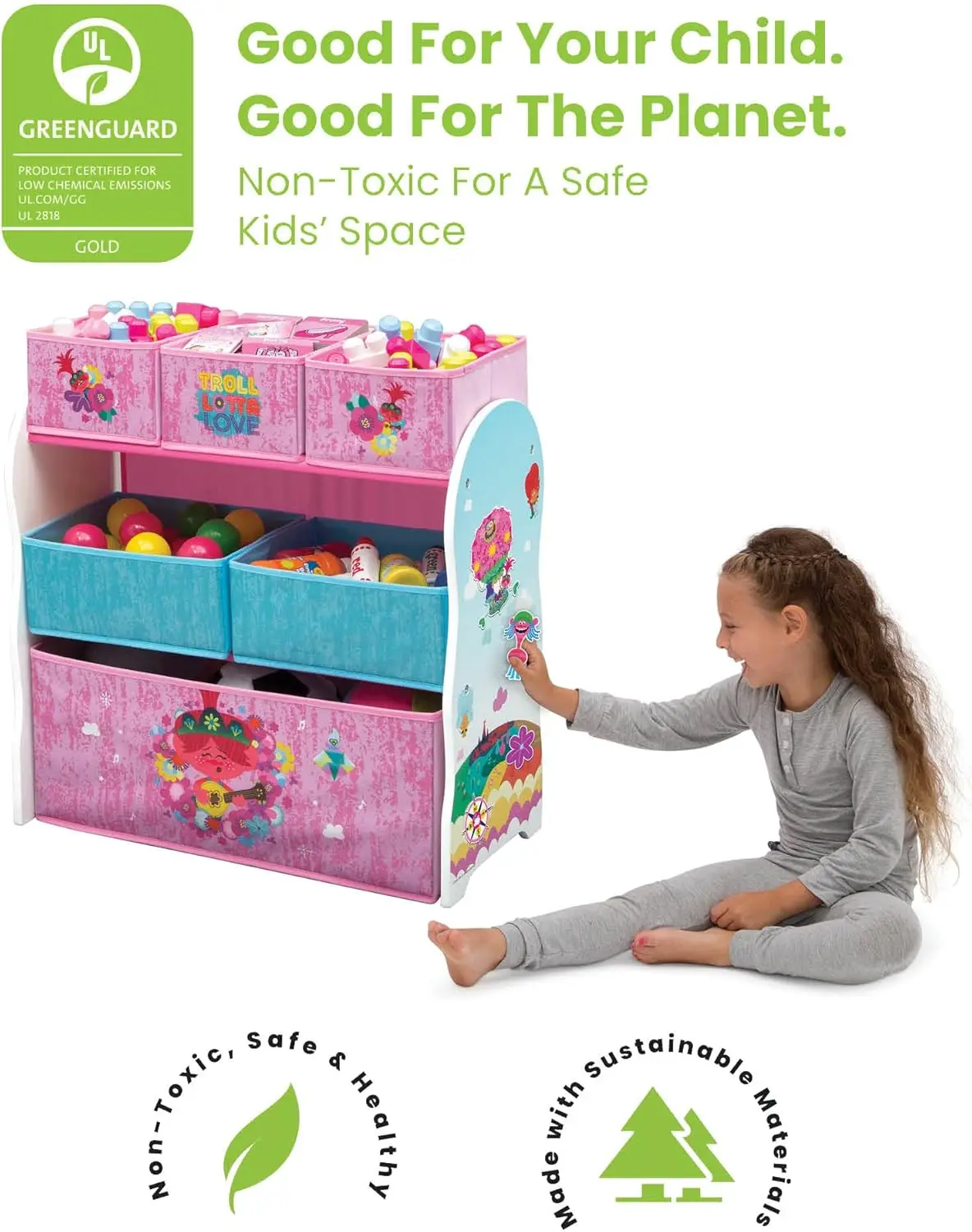 Органайзер для хранения игрушек на 6-контейнеров для дизайна и хранения, World Tour Trolls