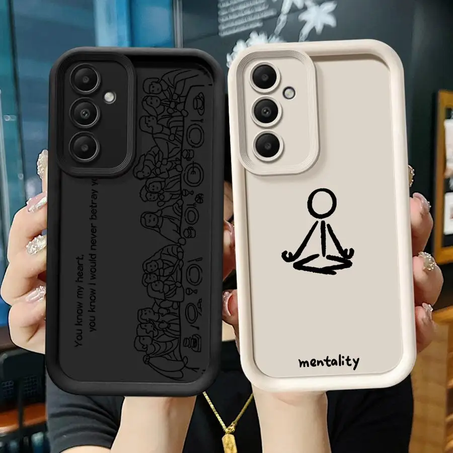 حافظة لهاتف سامسونج جالاكسي A15 A52 A35 A73 A25 A55 A72 A71 A06 A54 A51 A53 غطاء ناعم آخر العشاء من خطوط الرسوم المتحركة