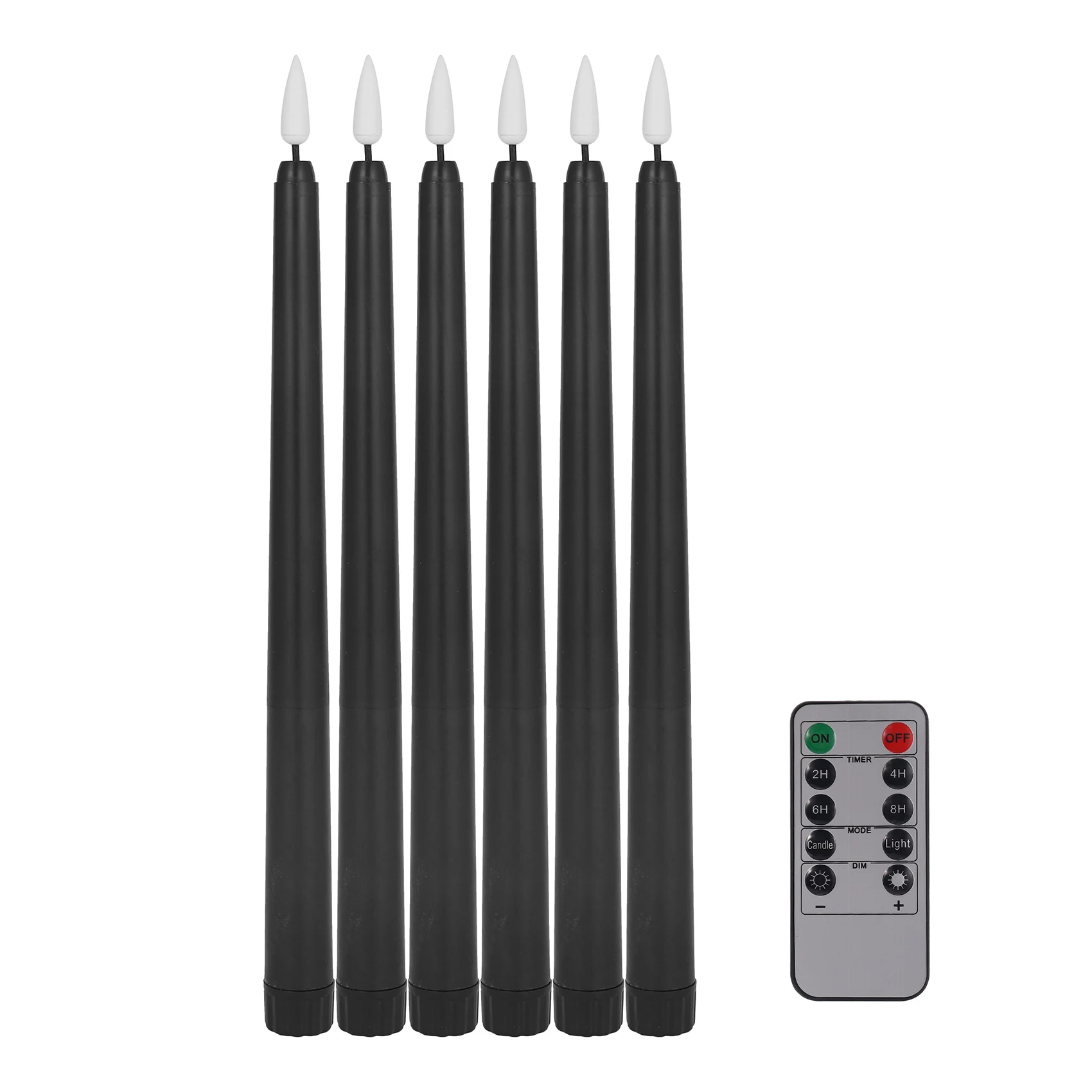 

Pack of 6 Remote Halloween Taper Candles,Black Color Flameless Fake Pillar Candles,Battery Candles with Contain