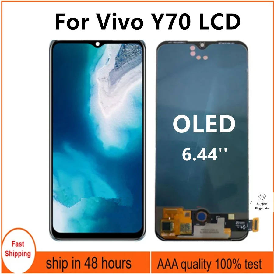 6.44'' OLED For Vivo Y70 LCD Display Touch Screen With Fingerprint hole Digitizer Assembly Replacement