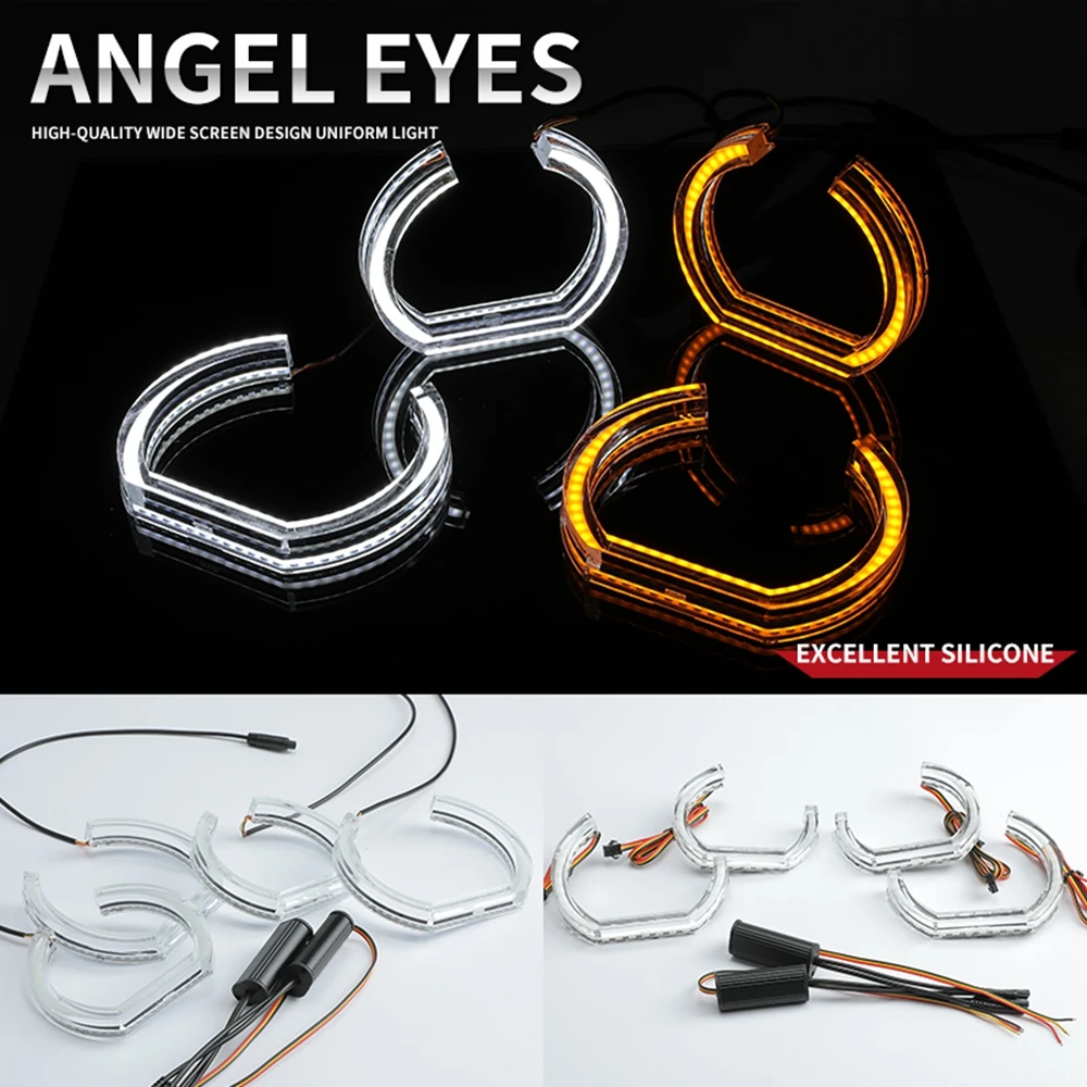 4PCS/Set LED Angel Eyes Halo Rings Bright Half U Shape Angel Eyes Led Headlight Retrofit DRL Daytime Running Lights for E90 E46