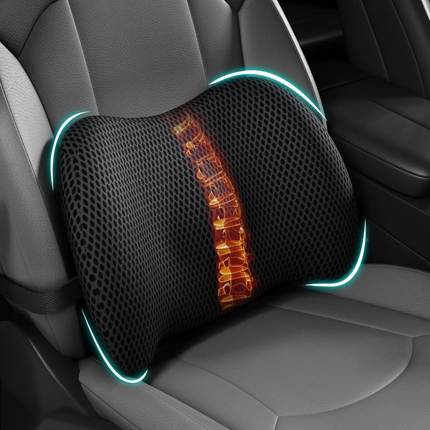 Ergonomic Lumbar Support Pillow for Office Chair & Car Seat, Comfortable Back Cushion with Adjustable Straps for Posture Support