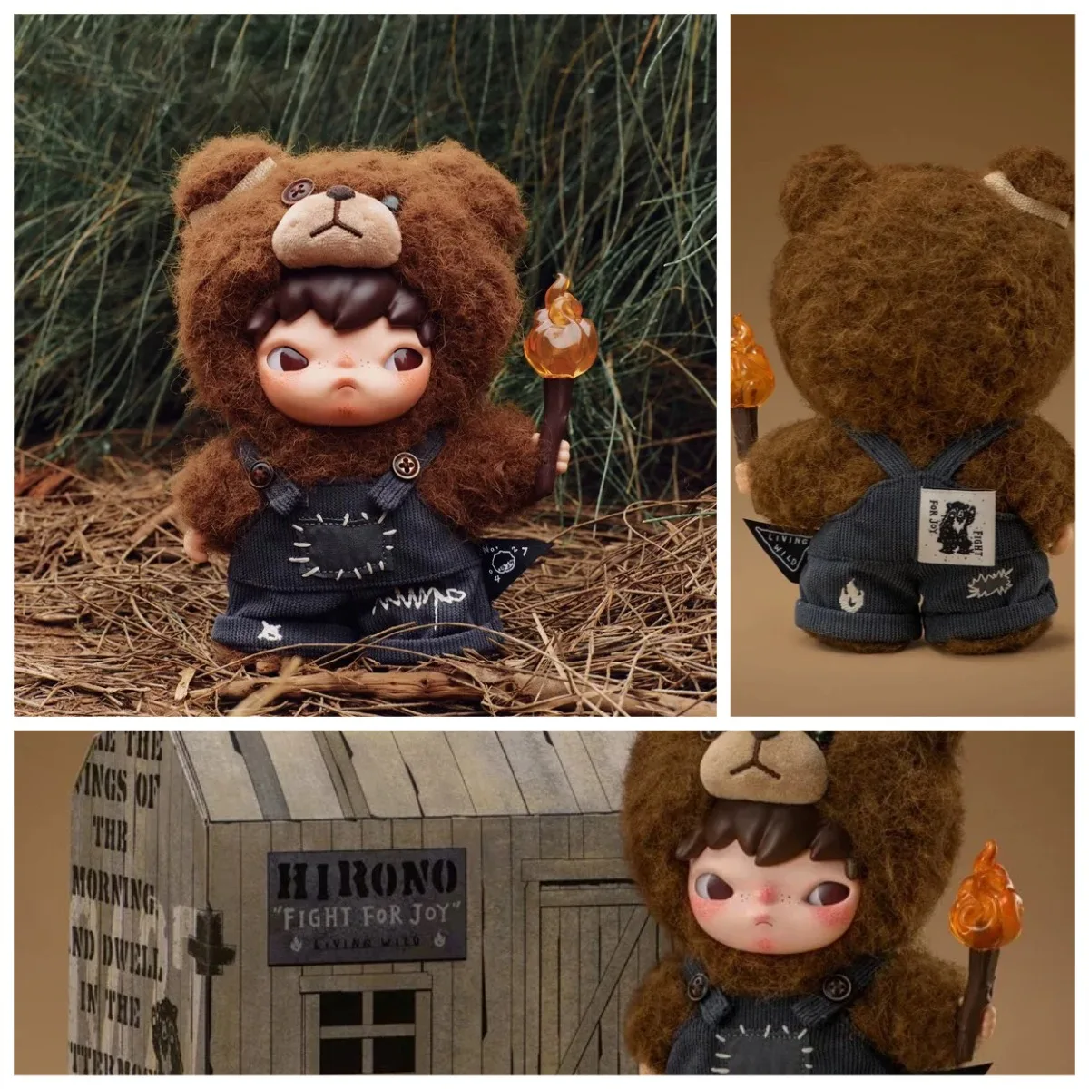 

16cm Genuine Hirono Living Wild-Fight for Joy Plush Doll Release Vinyl Doll Bear Doll Collectible toys Birthday Gift For Kids
