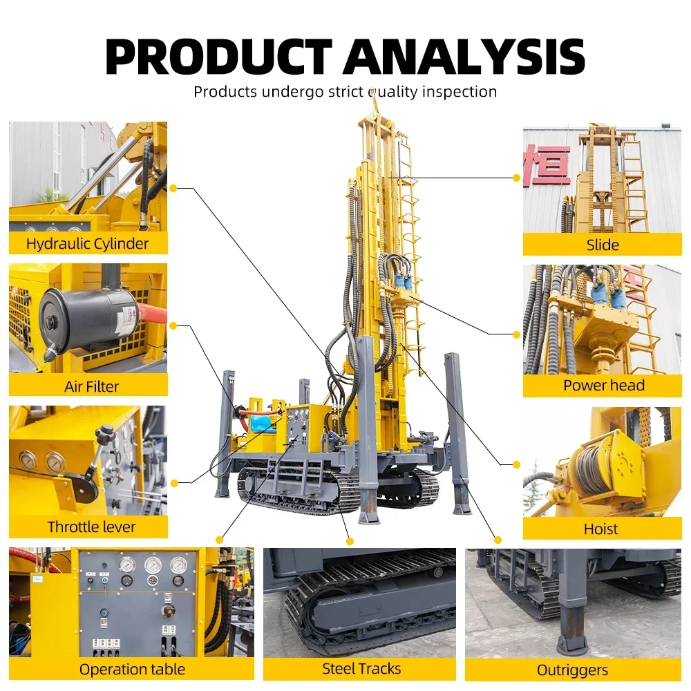 Équipement de forage monté sur chenilles de puits d'eau de plate-forme de forage de puits d'eau de 200m