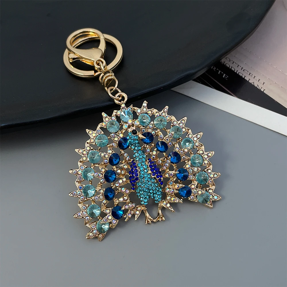 Mascot Peacock Animal Keychain Sparkling Crystal Women\'s Luxury Bag Pendant Sri Lanka Souvenirs Gifts