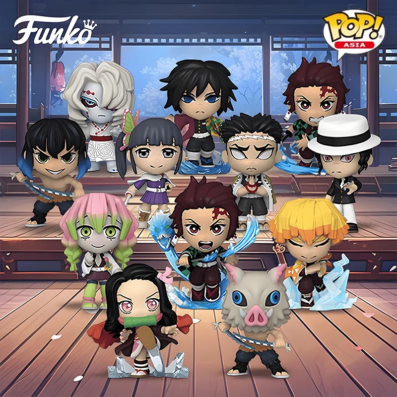 Edición genuina FUNKO POP Demon Slayer: Kimetsu No Yaiba - Juego de exhibición rápida de 12 piezas Anime modelo de acción juguetes modelo coleccionable