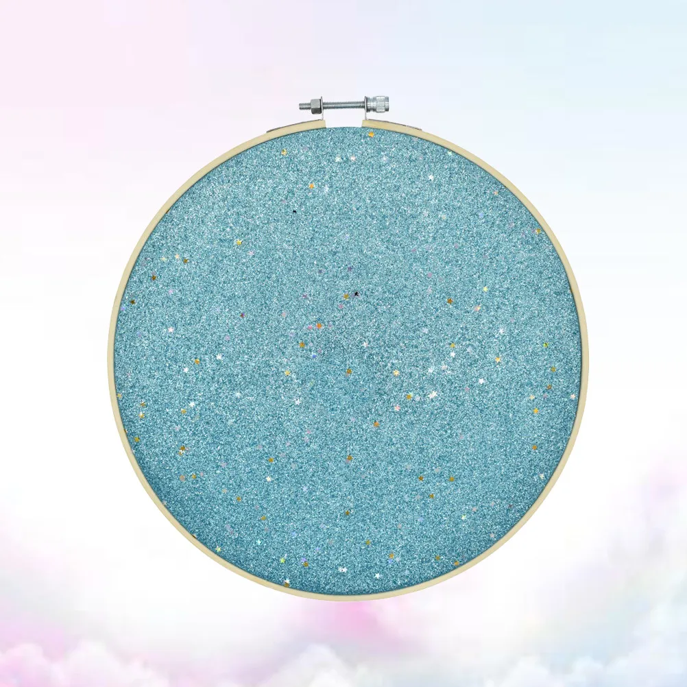 Sky-Blue Round Brooch Banner Canvas Glitter Hanging Pin Display Wall Decoration Party Wedding Pin Collection Display Board