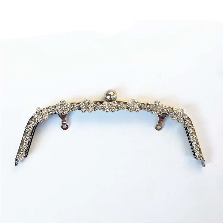 22CM Flower Diamond Metal Making Kiss Clasp Purse Frame For Bag Luxury Clutch Clasp To The Bag Accessories