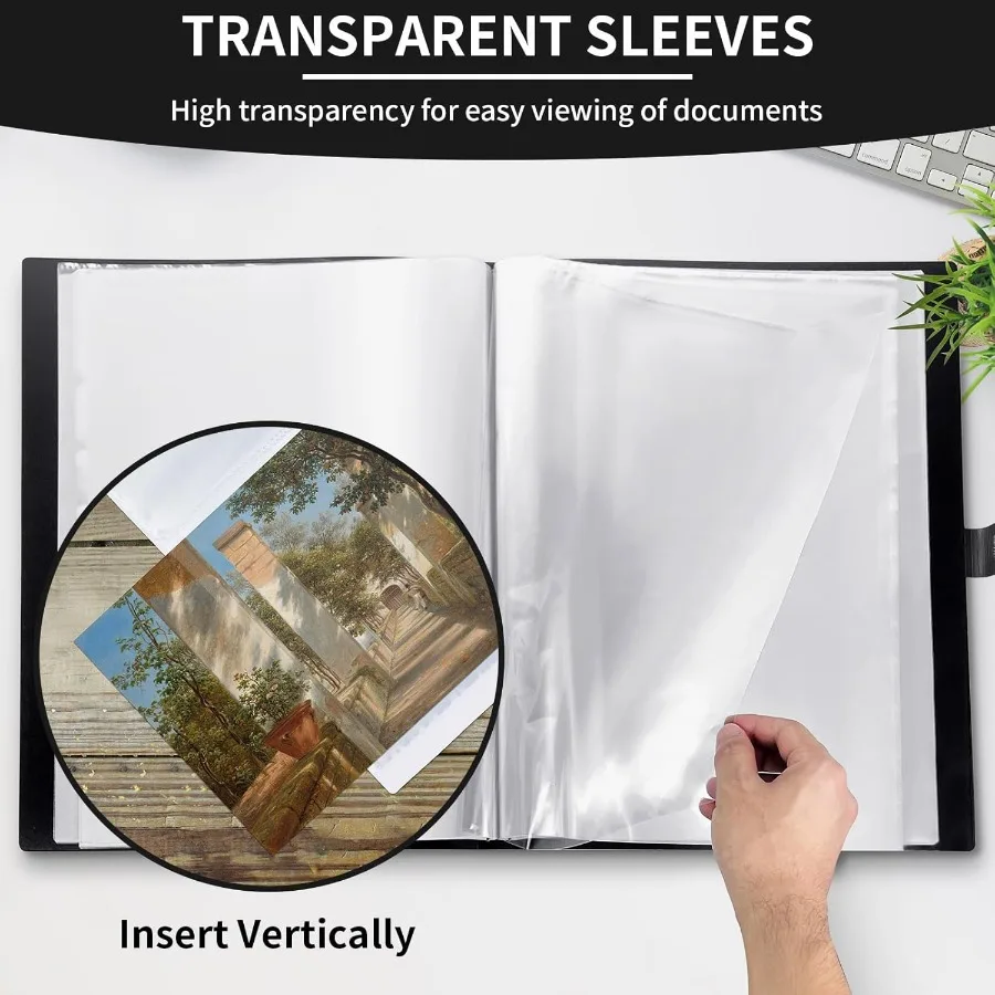 JJRING 16x22 Art Portfolio Folder for Diamond Painting with 40-Pocket Design Clear Plastic Sleeves Display Book Featuring Handl