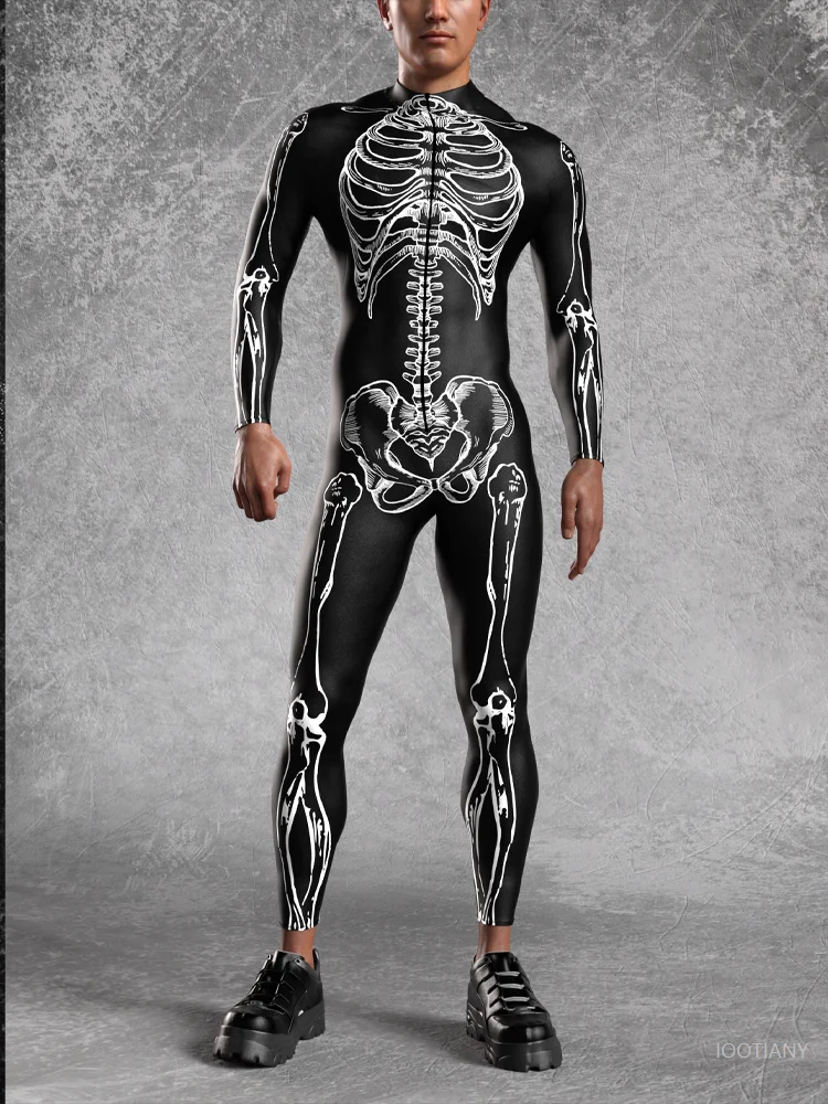 Halloween Carnival Horror Men's Tights Imitation Skeleton Human Body Structure Jumpsuit 3D Printing Party Role Playing Costume