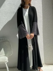 Eid muzułmańskie Abaya dla kobiet diament flara z długim rękawem Abayas Vestidos Saudi Arab Maxi Vestidos Morocco Kaftan długa suknia 2023