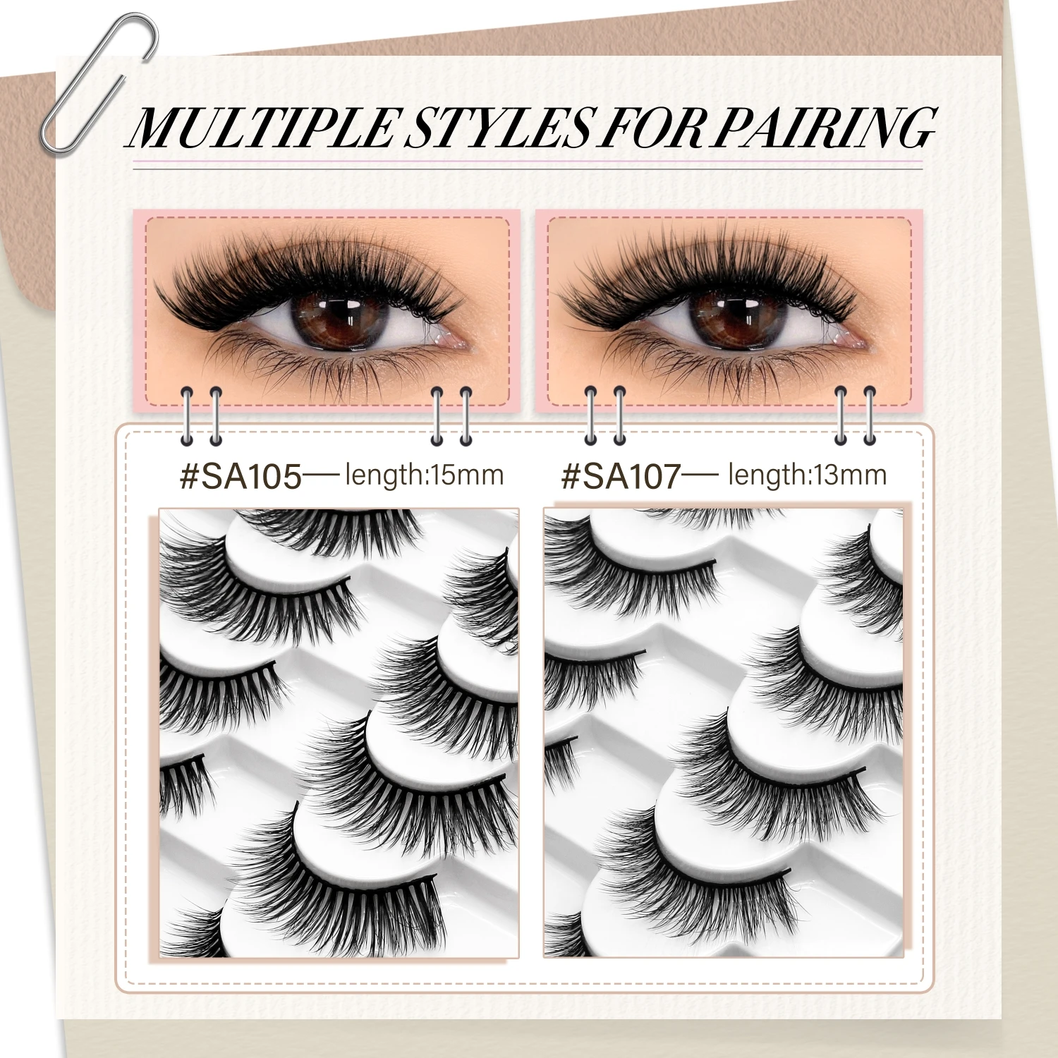 Veltrinay Wimpern Nerz Falsche Wimpern Natürliche Wispy Lashes Weiche Faux Nerz Wimpern Plüsch Falsche Wimpern Make-up