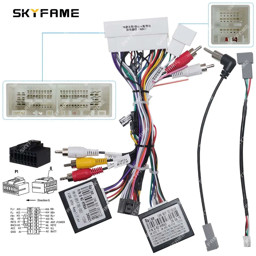 SKYFAME Car 16pin Wiring Harness Adapter Canbus Box Decode Android Radio Power Cable For Hyundai Mistra Elantra