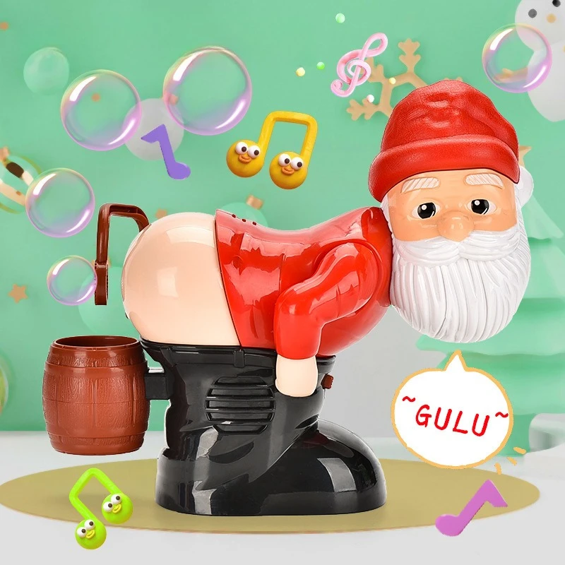 Natal automático gnomos bolha soprando máquina papai noel máquina de bolha engraçado claus peido brinquedo presente de natal para interior ao ar livre