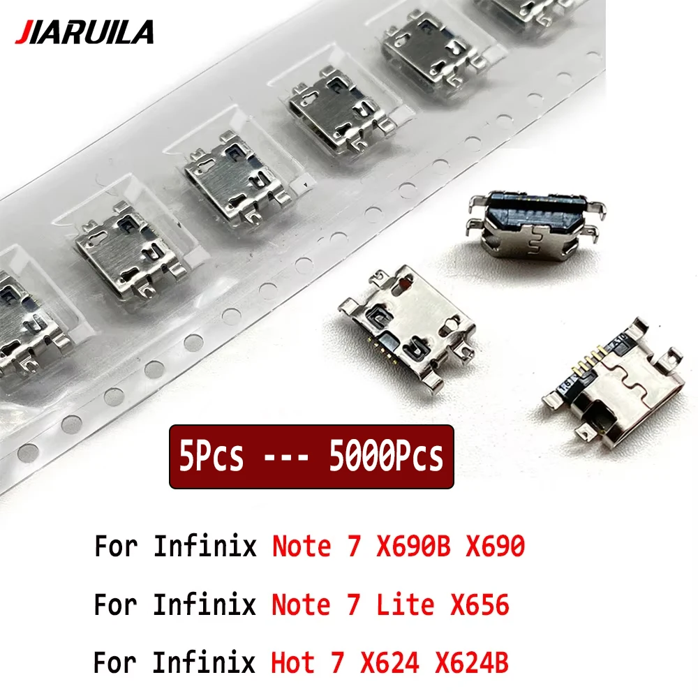 5Pcs - 5000Pcs USB jack socket connector charger Charging Port For Infinix NOTE 7 X690B X690 Note 7 Lite X656 Hot 7 X624 X624B