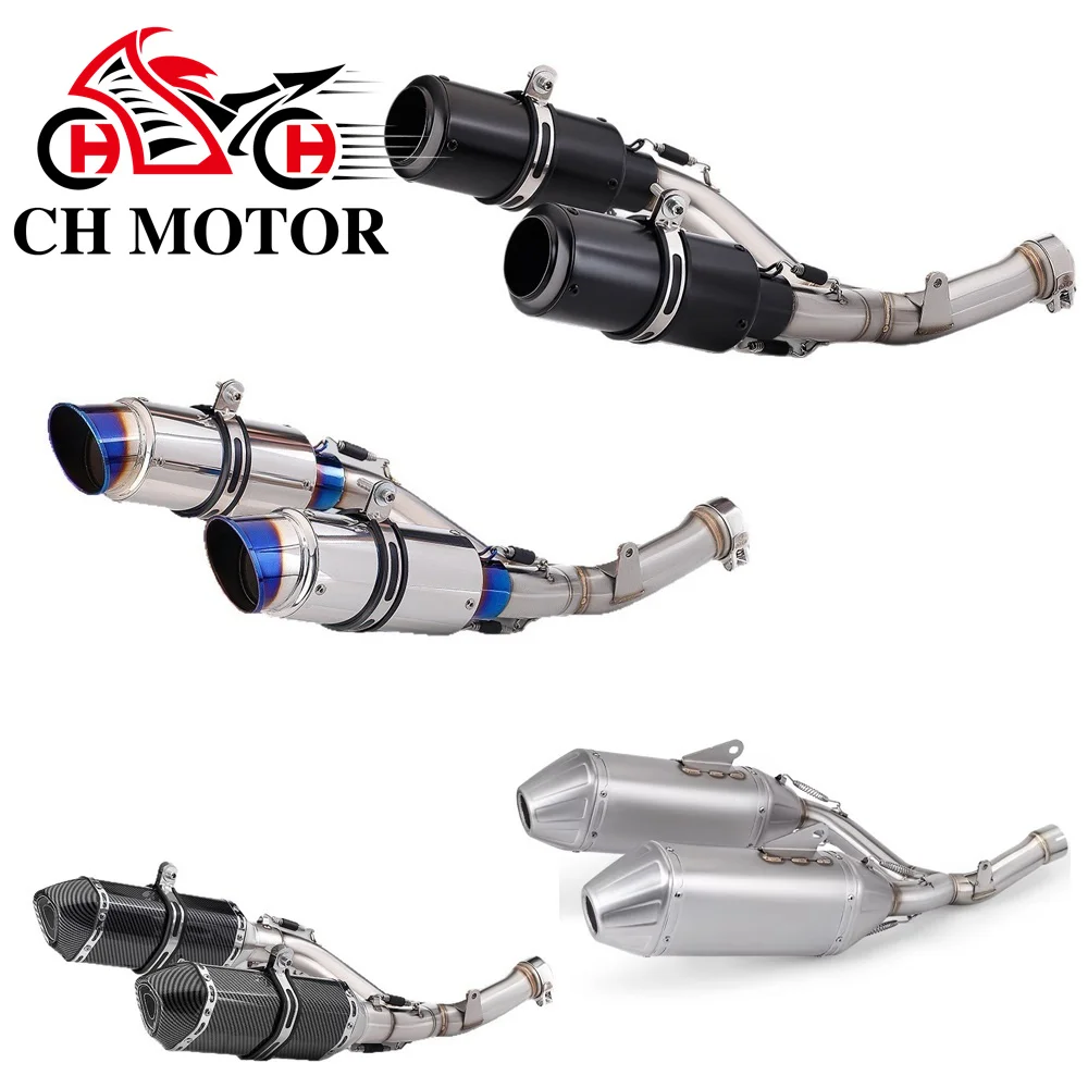 "Motorrad Auspuffrohr Escapes Para Motos für Honda CRF 450R CRF 450RX Edelstahl Doppel Loch Auspuff Schalldämpfer 2015-2020"