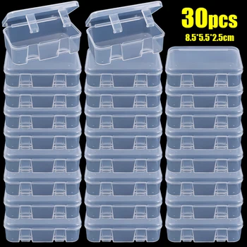 30pcs/pack small plastic transparent storage box jewelry container case for home DIY beads crafts package clear cases boxes