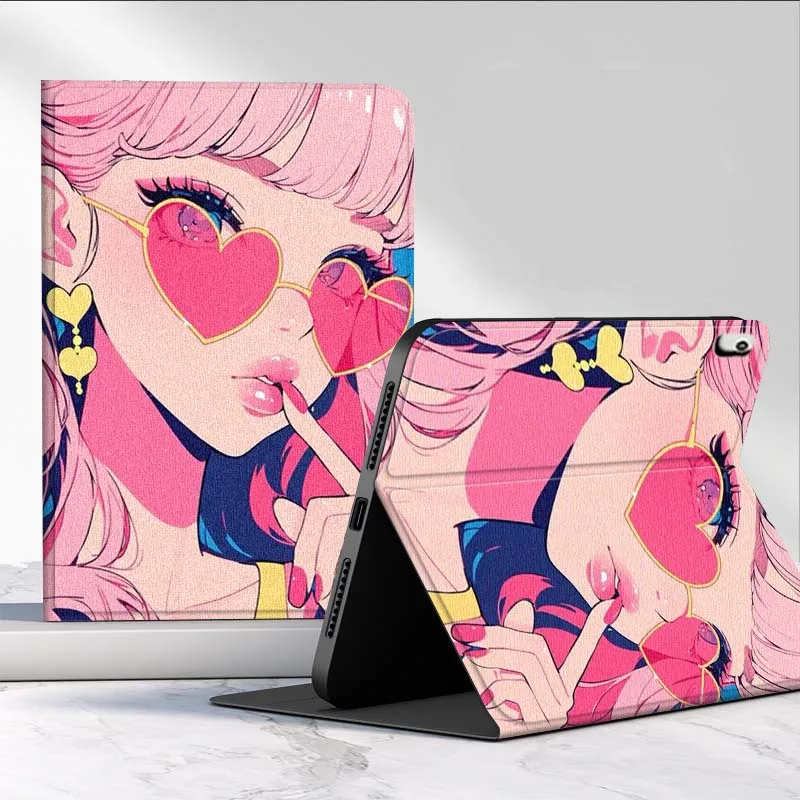 Pink Haired Girl For Xiaomi Poco Redmi Pad 2 4 5 6 6S 7 7S SE Pro Ultra Max 14 11 8.8 11.2 12.5 Inch Tablet Case