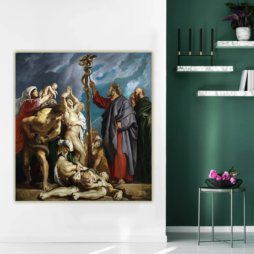 لوحة زيتية قماشية "موسى آند ذا برازين الثعبان" صورة فنية ديكور جدار ديكور ديكور المنزل #2