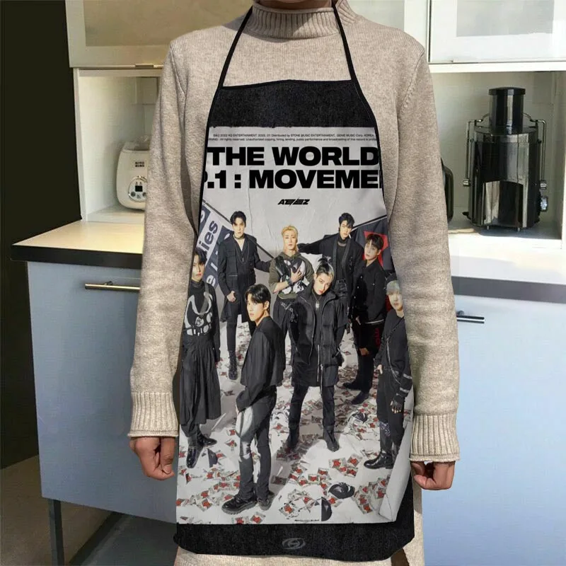 Ateez Aprons Home Coffee Cleaning Aprons Anti-Dirty Kitchen 