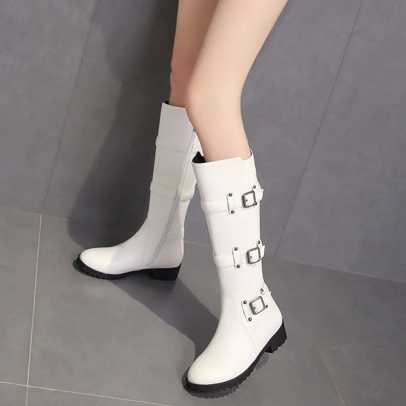 Autumn Custom Knee High Boots Women Fashion Platform High Heel Leather Shoes Woman Winter Motorcycle Boots Large Size 43 WSH5388