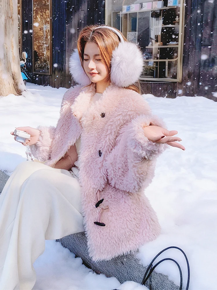 

Новая женская теплая куртка из розового меха ягненка, повседневная, свободного кроя, на весну-осень-зиму, с длинным рукавом...