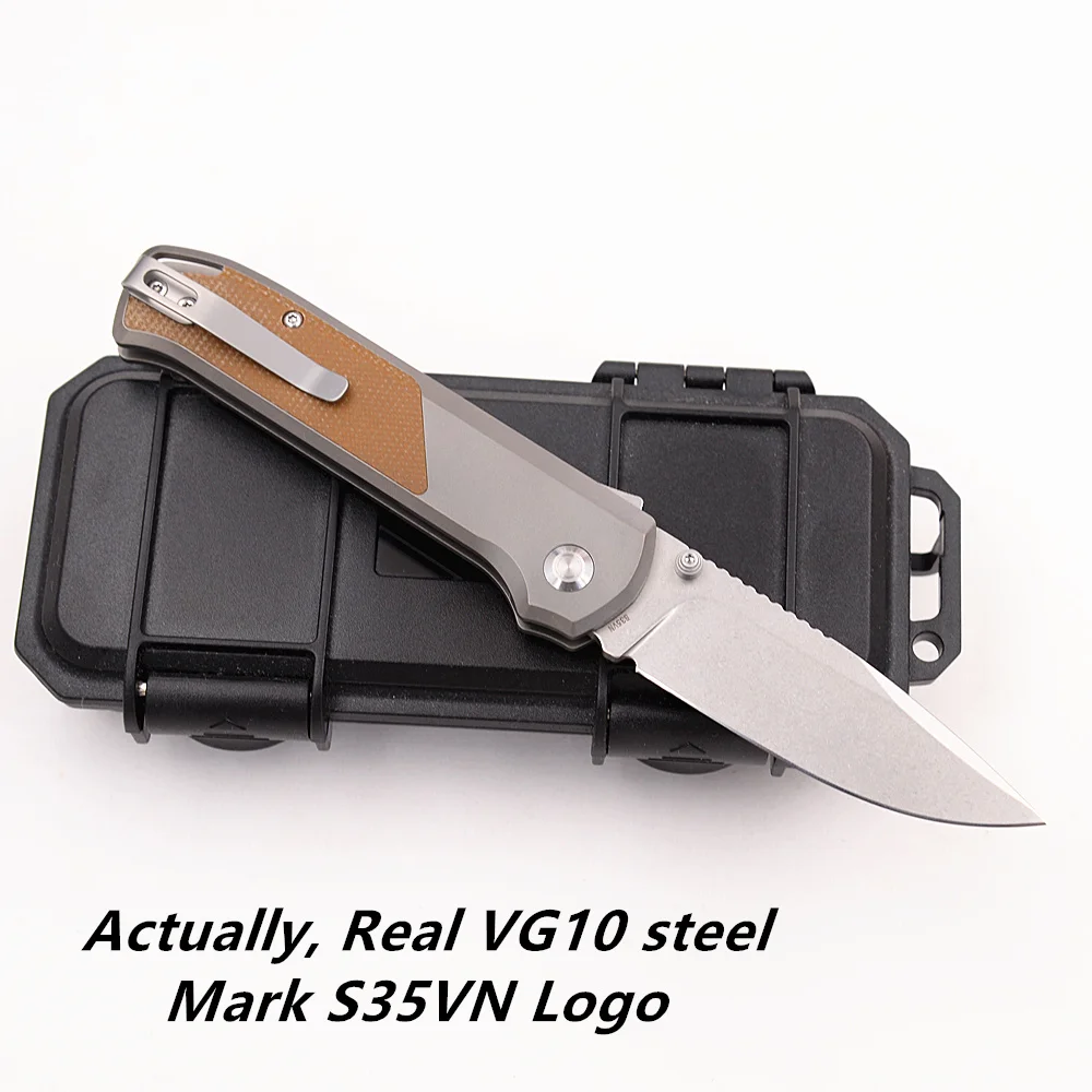 Flytanium Arcade Shark JUFULE hecho titanio Micarta rodamientos de cerámica bolsillo EDC herramienta Camping caza pescado cuchillo plegable al aire libre