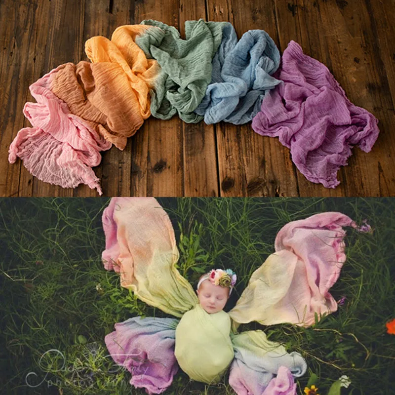 Enveloppe en étamine arc-en-ciel pour photographie de nouveau-né, couverture menstruelle 100% coton, accessoire photo de bébé