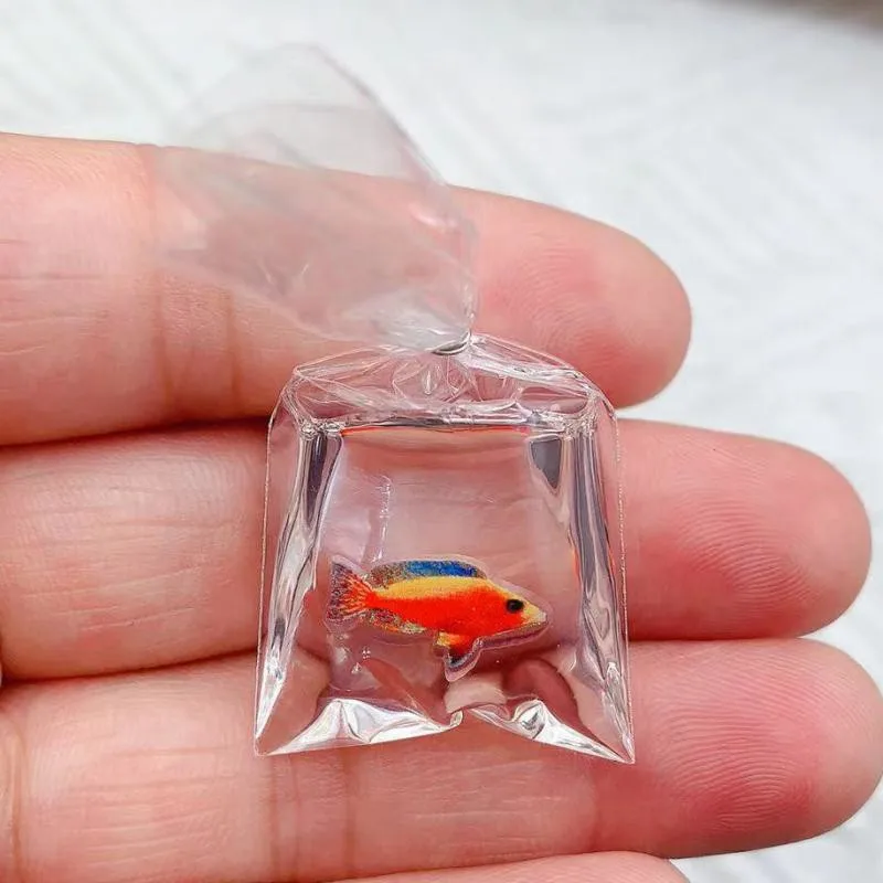 Mix 10pcs/pack Transparent Water Bag Fish Resin Charms Funny Ocean Coral Goldfish Pendant For Earring Keychain DIY Jewelry Make