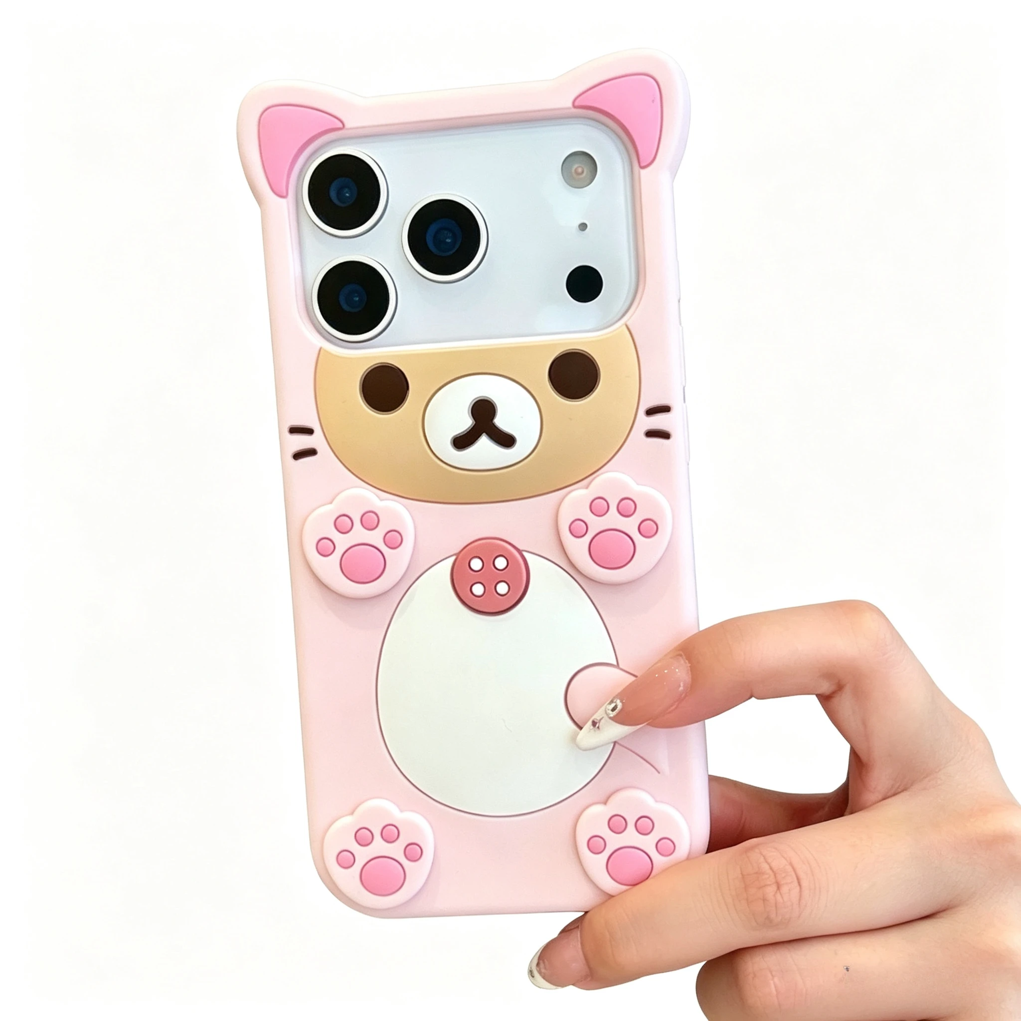 3D Cartoon Bär Weiche Silikonhülle für iPhone 17 16 15 13 11 Pro Max 14 Plus 12 Mini XS XR X Damen Süße Kawaii Lustige Handyhülle