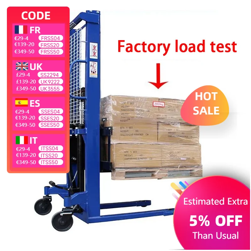 

Manual Hydraulic Forklift Trucks 2T 1.6M Portable Hydraulic Lift Pallet Stacker Truck Forklift Stage Loader Used To Move Goods
