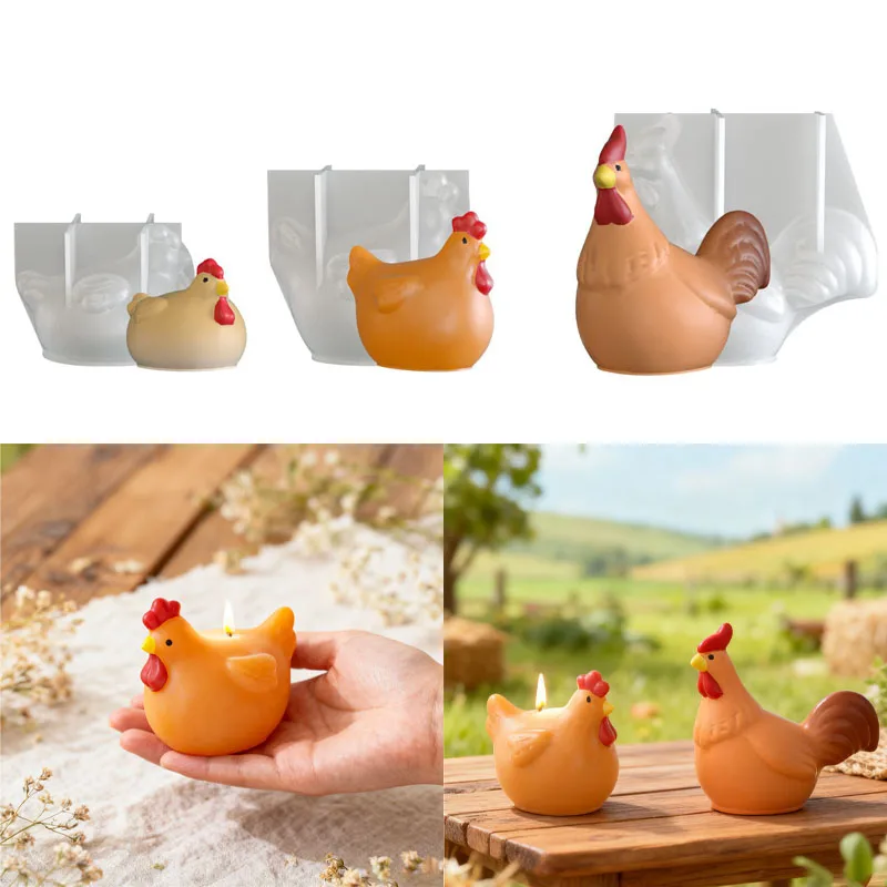 Easter Silicone Mold 3D Rooster Hen Chick for Resin Candle Soap Making Flexible DIY Craft Mold Easter Home Decor & Holiday Gift