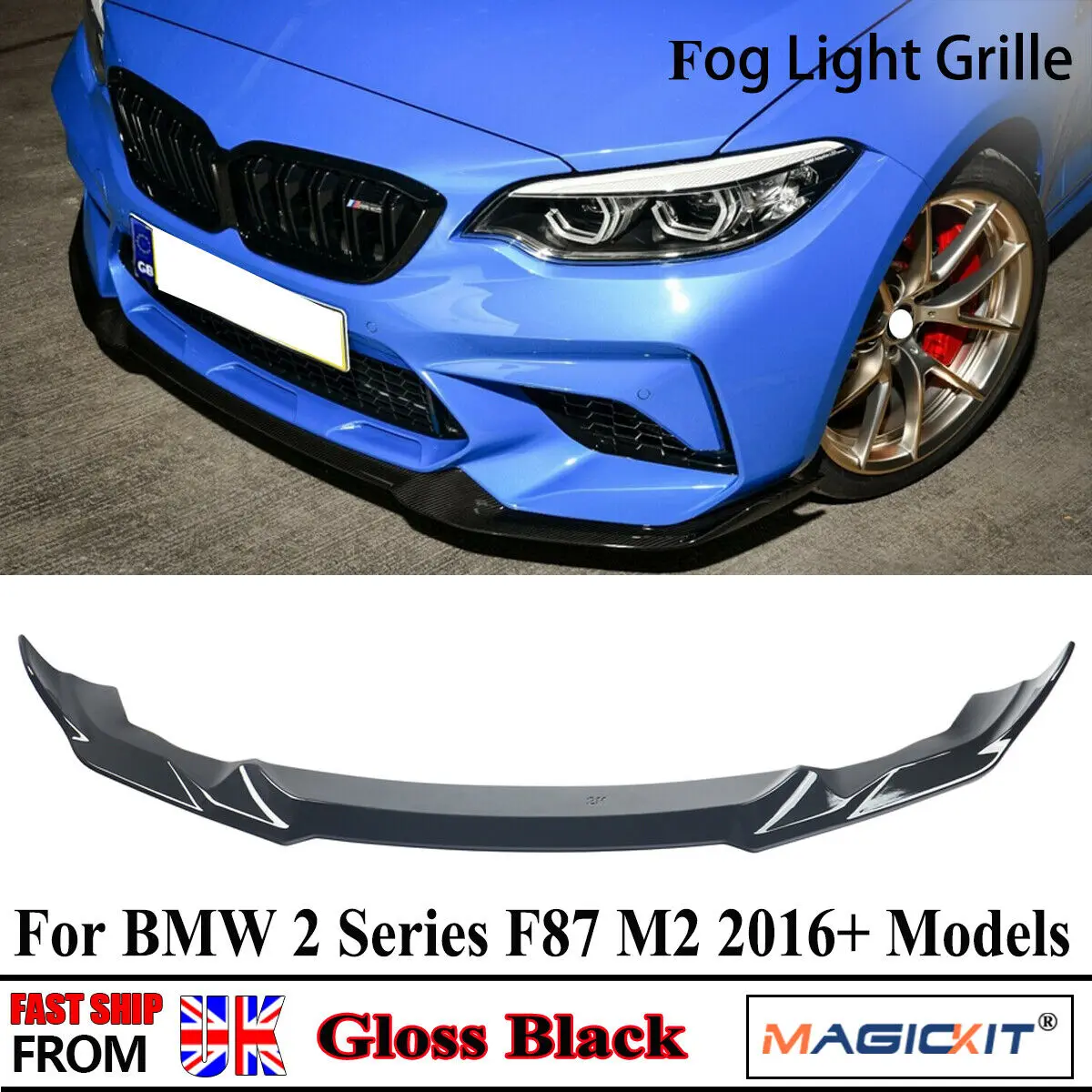 

FOR BMW 2 SERIES F22 F87 Car Bumper M2 Petrol Coupe 2016-2020 FRONT SPLITTER VALANCE LIP SPOILER CS STYLE GLOSS BLACK Trim
