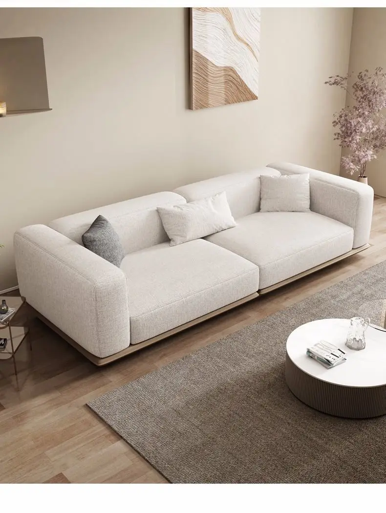 

Hair living room Italian minimalist small apartment straight row cotton and linen sofa cream wind